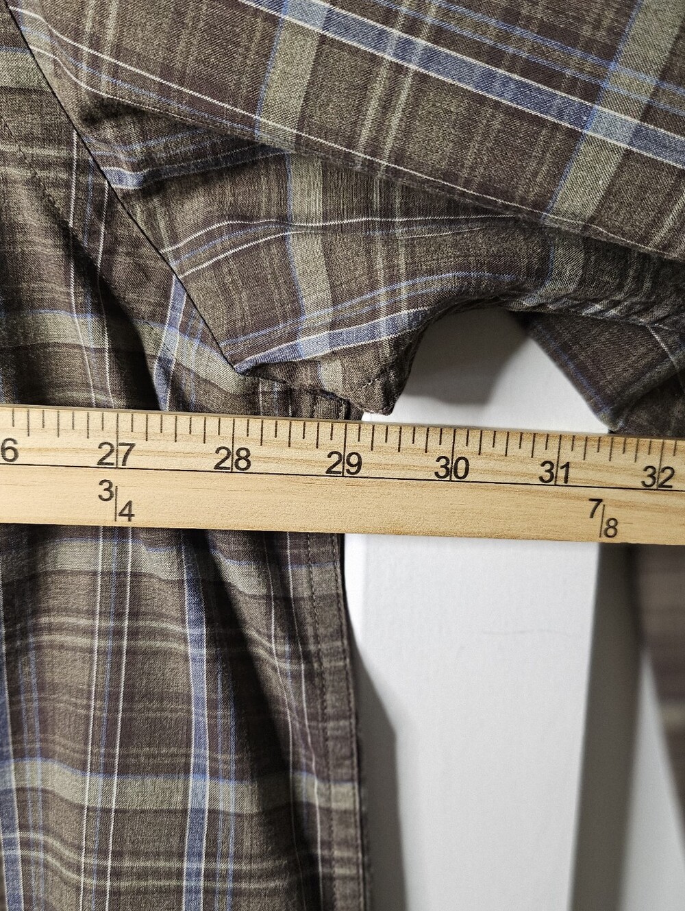 Nautica Cotton Poplin Plaid Button Down Shirt Brown Blue 2X Relaxed Fit Casual - Picture 12 of 14